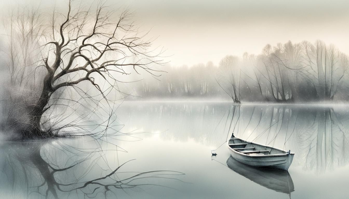 Dreamlike Winter Scene in Muted Watercolor Style