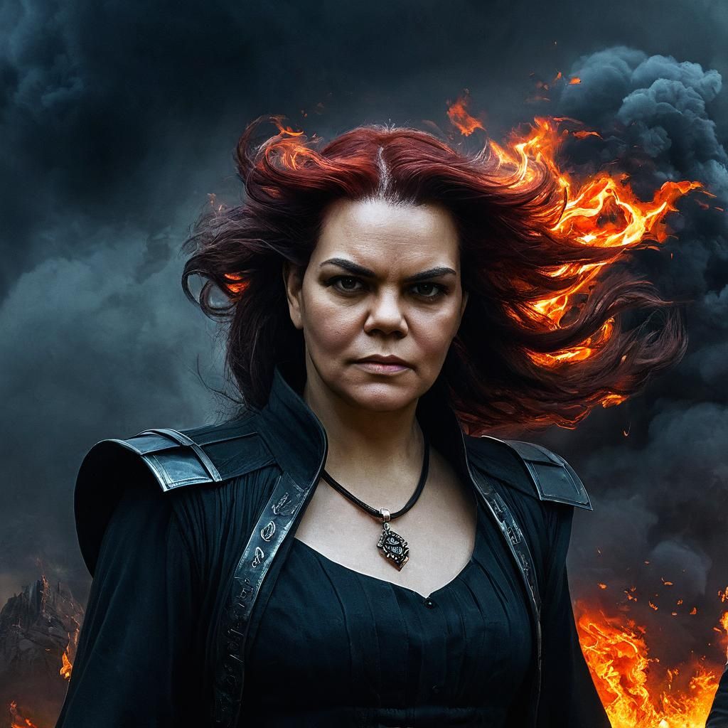 Nephele and Samael Walking on Hell in Dark Romanticism