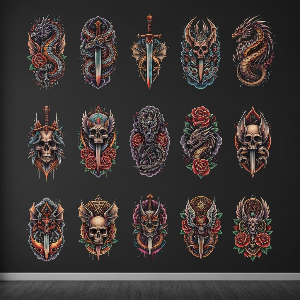 Fantasy Tattoo Designs in Traditional Style