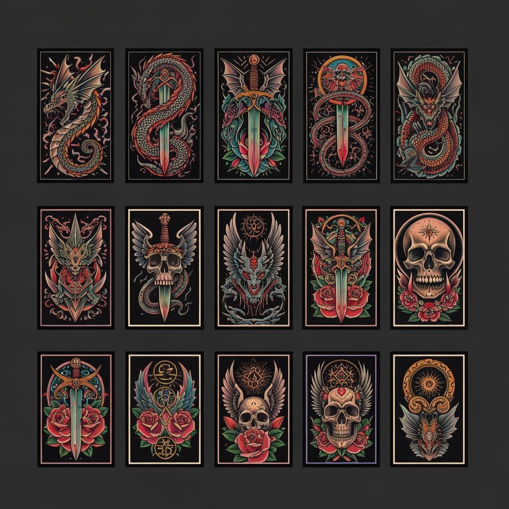 Fantasy Tattoo Designs in Traditional Style