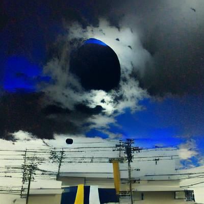 Eerie Black Moon in Dark Blue Night Sky