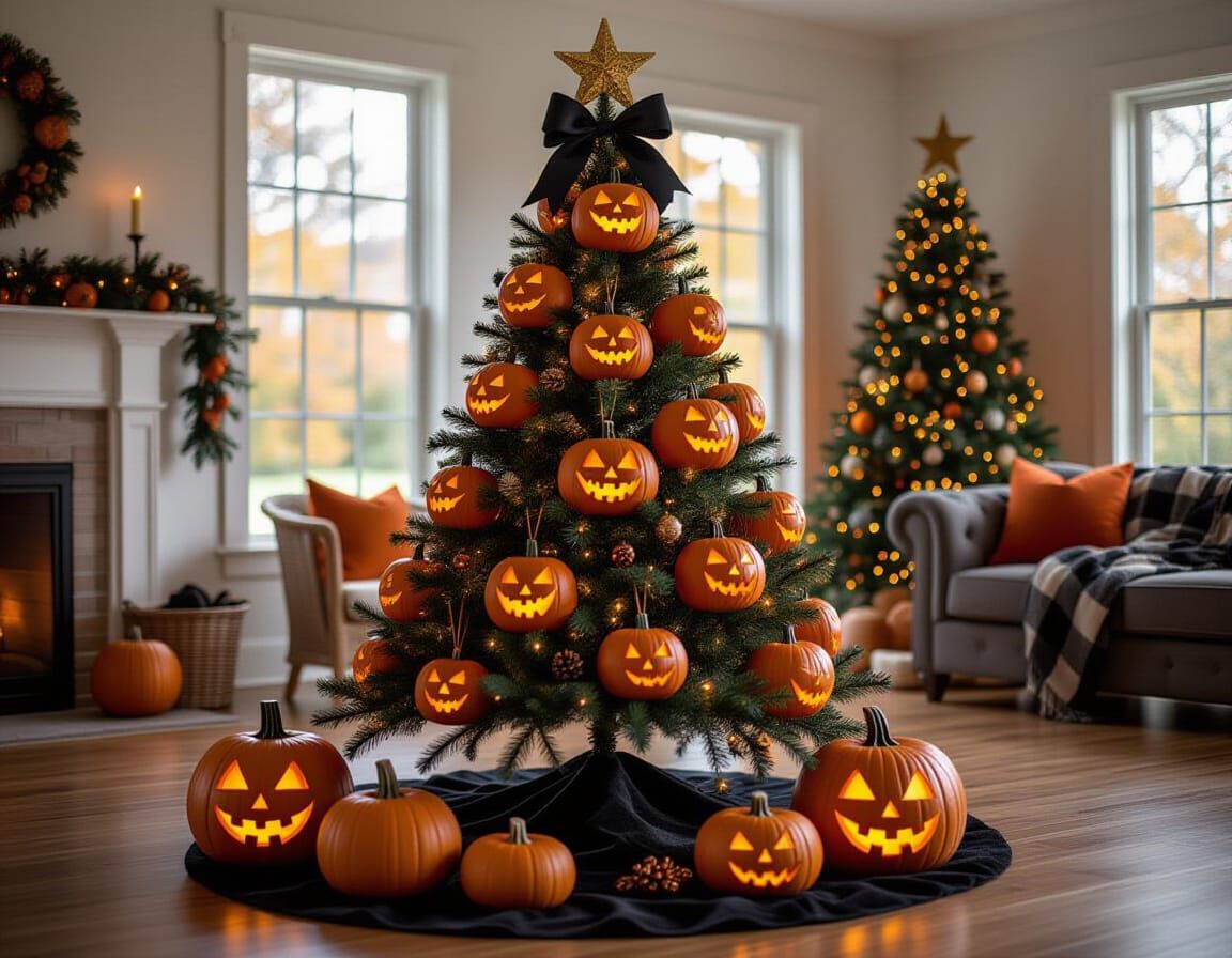 Spooky Halloween Tree with Jack-o-Lanterns