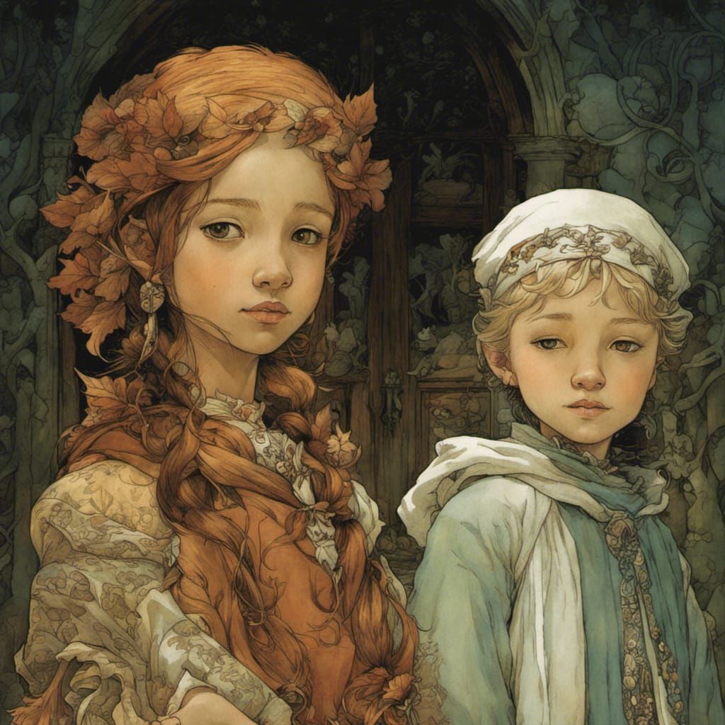 Inseparable Friends in Fantasy Illustration Style