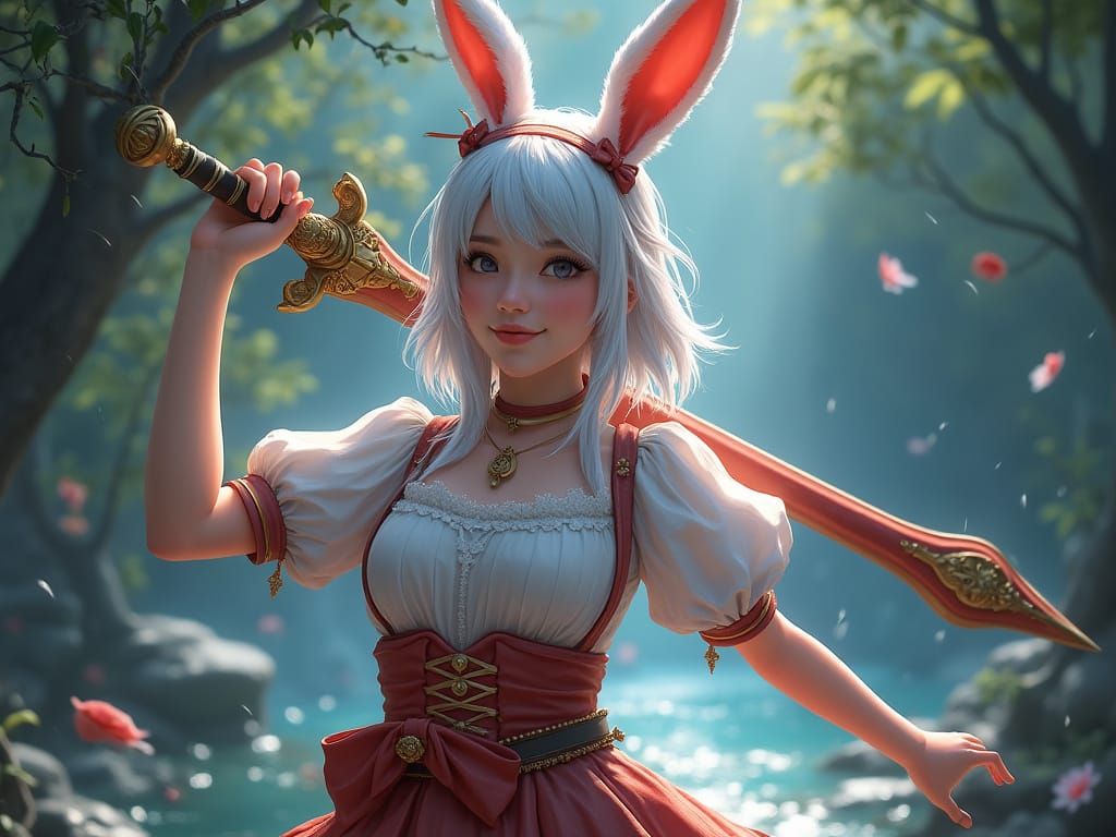 Fantastical Maid in Elegant Armor, Enhanced in Unreal Engine...