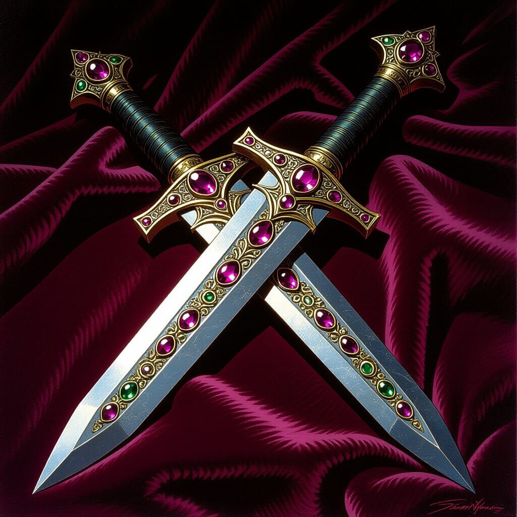 Intricately Jeweled Dagger on Velvet