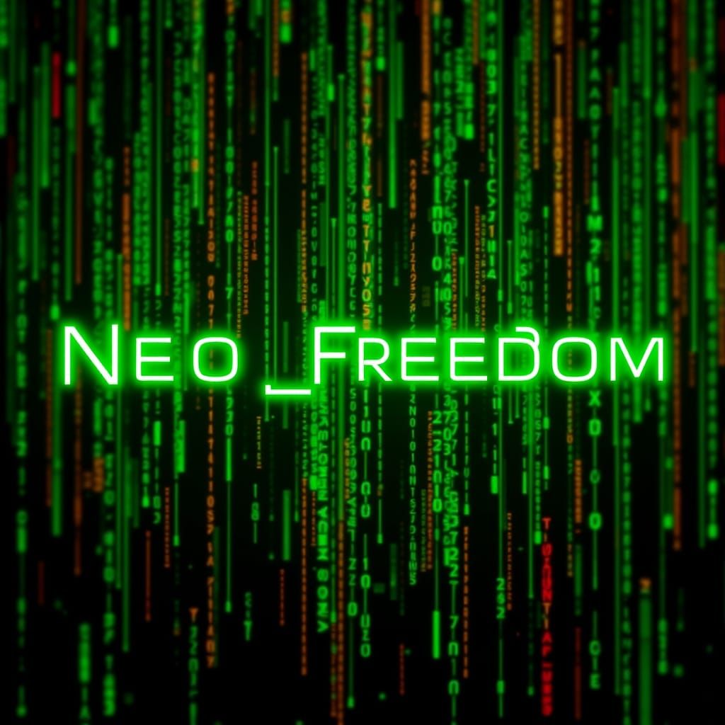 Neo_Freedom in Neon Matrix Font, Futuristic Style