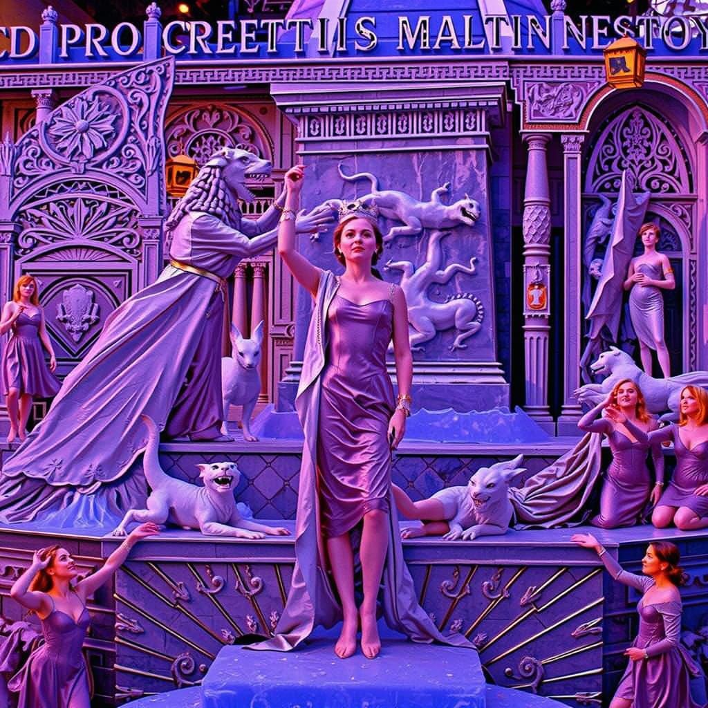 Ornate Ice Sculpture Melts in Theatrical Spectacle