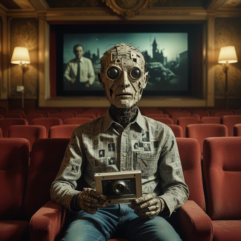 Surreal Memory Eater in Vintage Cinema