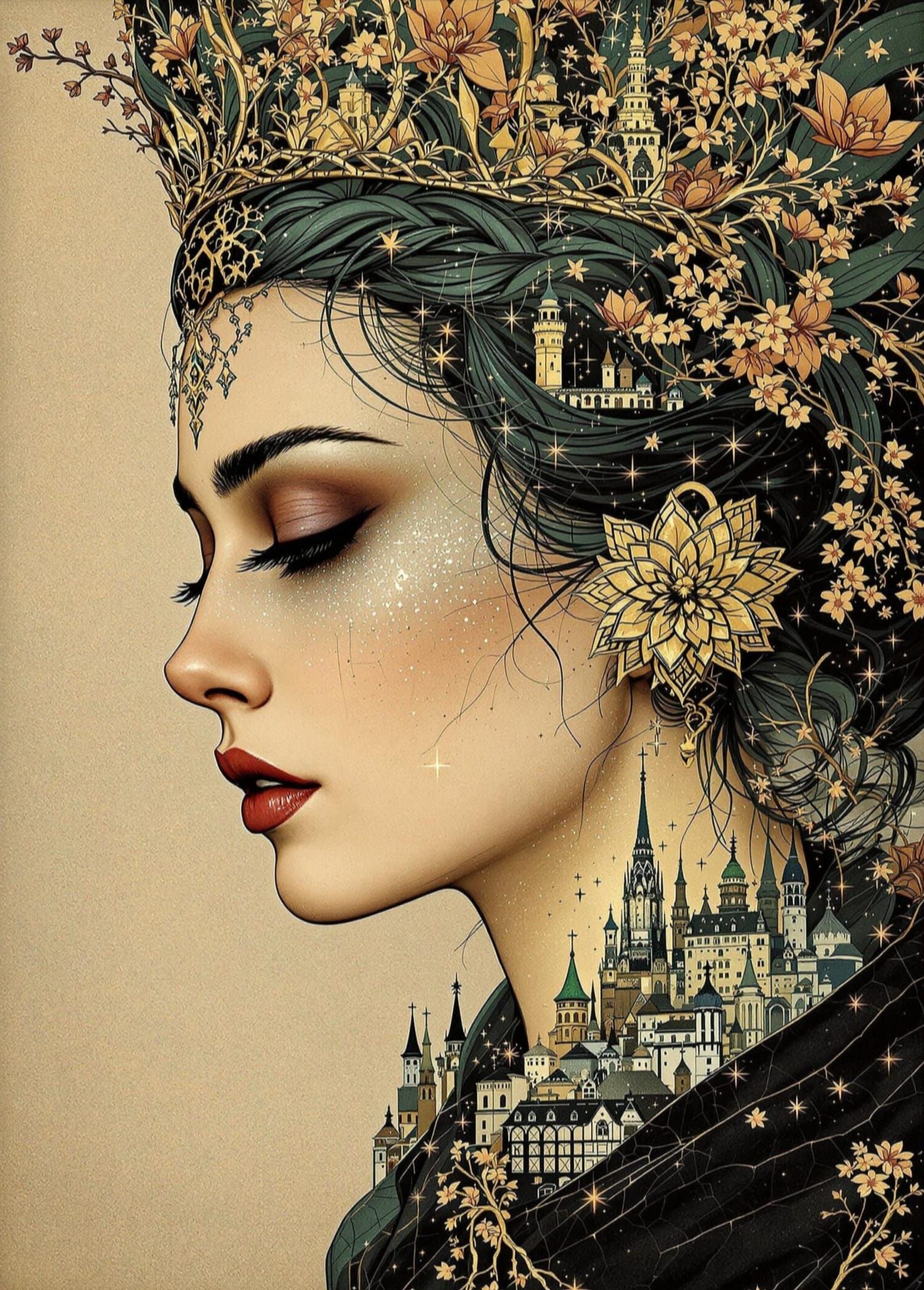 Solemn Bronze Saint in Ancient Japanese Art Style with Gold ...