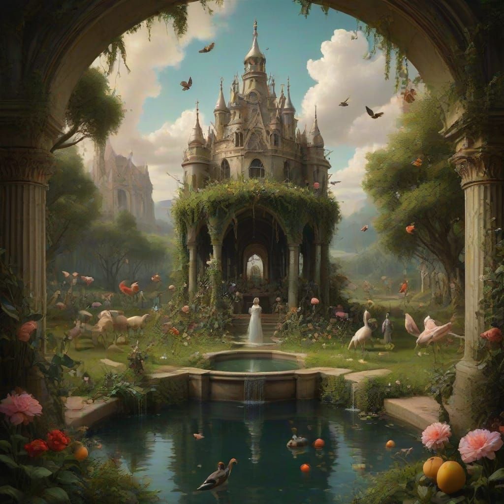 Utopian Garden Dreamscape in Renaissance Style