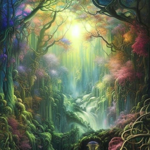 Enchanted Fairy Garden with Stairway Arches