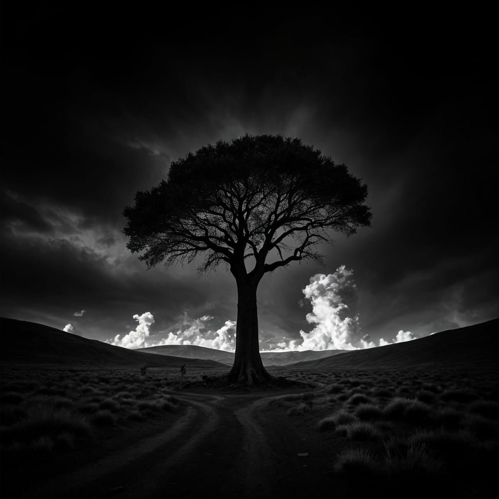 Joshua Tree in Irish Valley: Black and White Photography
