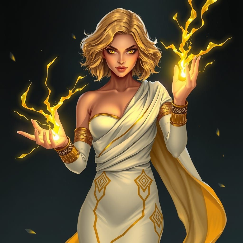 Regal Golden Goddess with Piercing Gaze