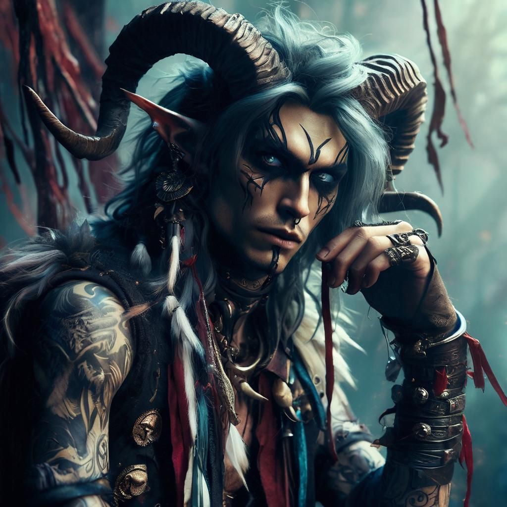 Gothic Tiefling in Mystical Forest Concept Art