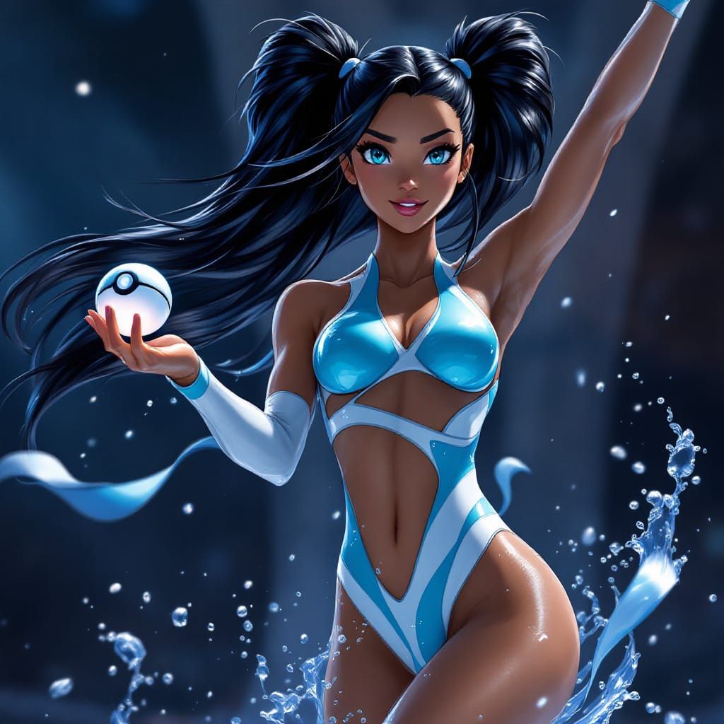 Pokemon Trainer Nessa in Dynamic Action Pose