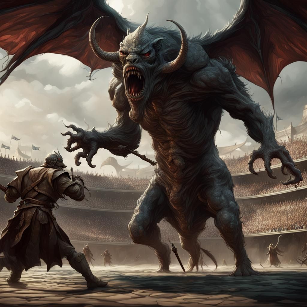 Mythical Creatures Tournament in Dark Fantasy Style