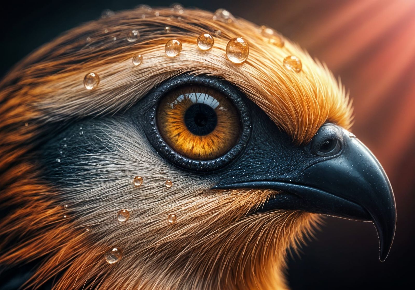 Macro Photograph of Bird with Dew Drops