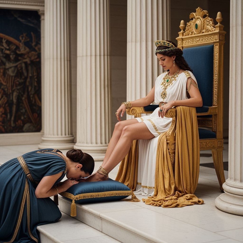 Greek Goddess on Throne in Temple, Professional Photography