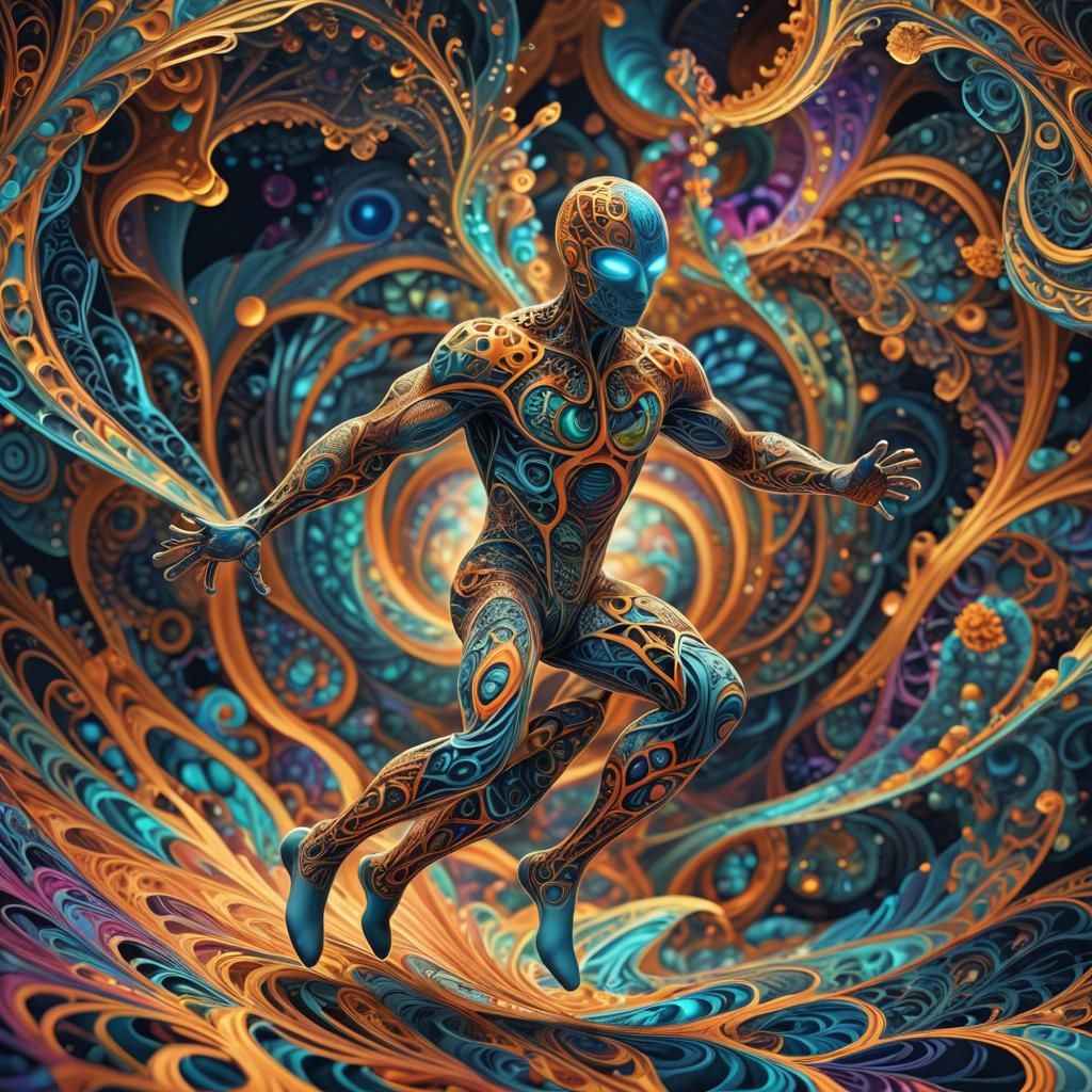 Dynamic Fractal Image of Springboard Jumper in Motion