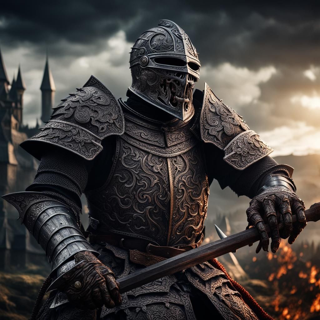 Medieval Knight Demon in Horror Cinematic Scene