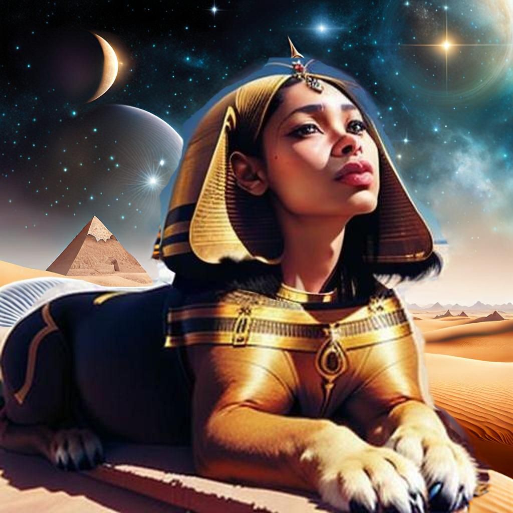 Living Sphinx in Celestial Desert Fantasy