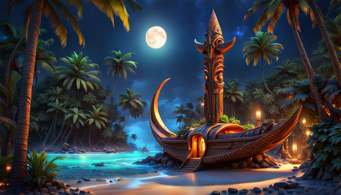 Tropical Spaceship Sculpture on Kona Coast