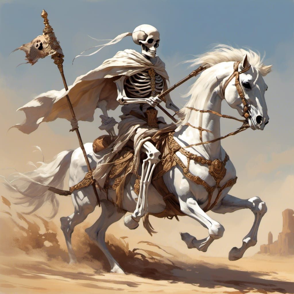 Skeletal Horseman in Roman Robe