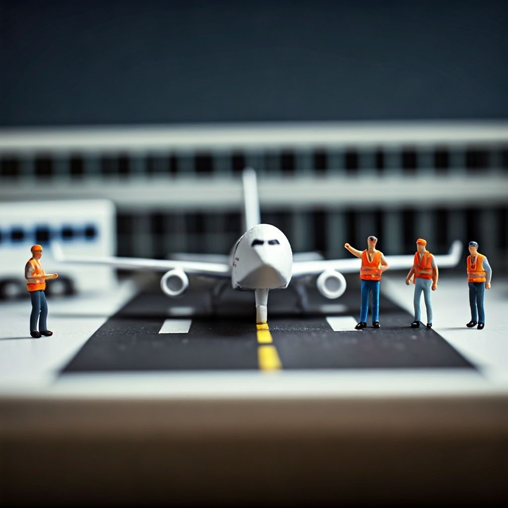 Miniature Airport Scene with Paper Airplane