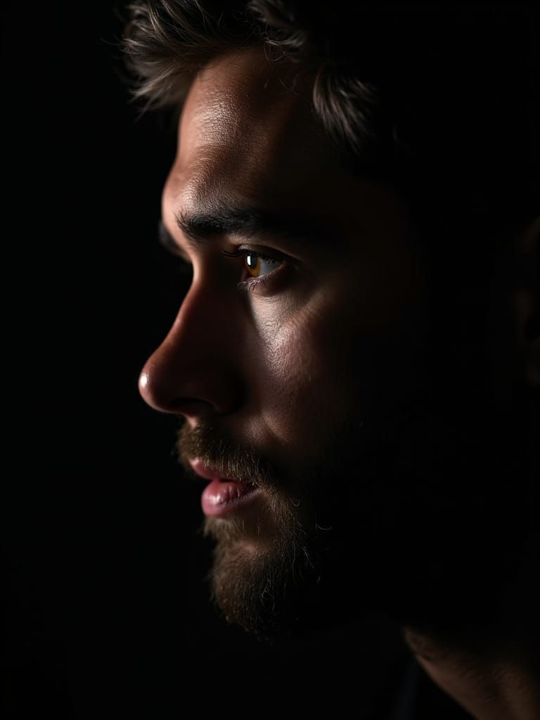 Dramatic Chiaroscuro Portrait of a Bearded Man