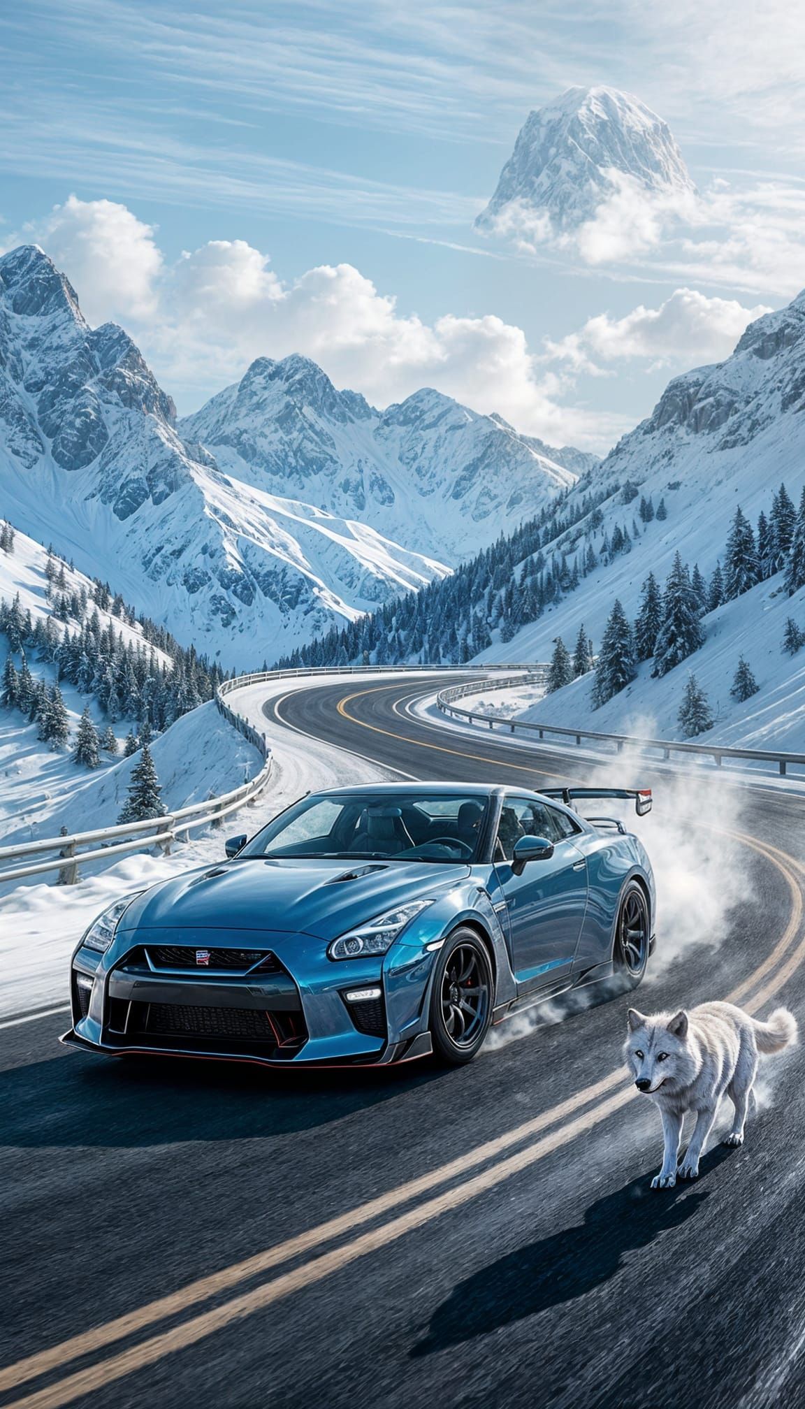 Futuristic Nissan GT-R Drifting on Saturn in Hyperrealism