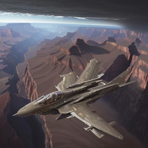 Military Space Fighters Over Grand Canyon: Digital Matte Pai...
