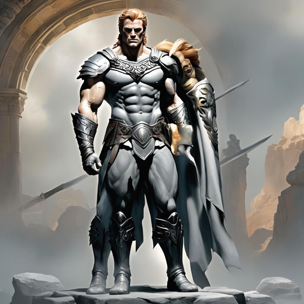 Radiant Warrior Portrait in Golden Armor