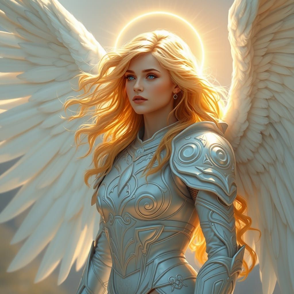 Serene Angel in Ethereal Armor