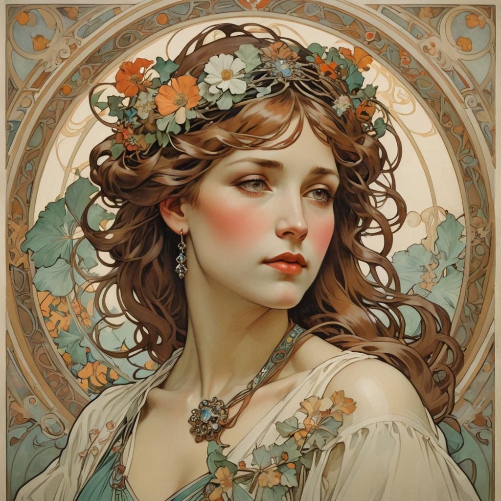 Elegant Woman in Art Nouveau Style