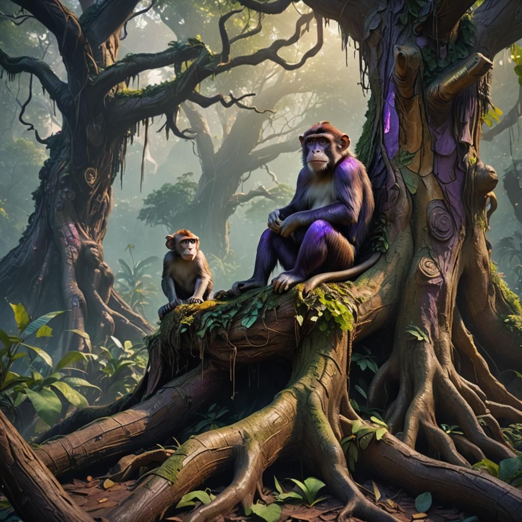 Monkey in a Mystical Jungle: Fantasy Concept Art