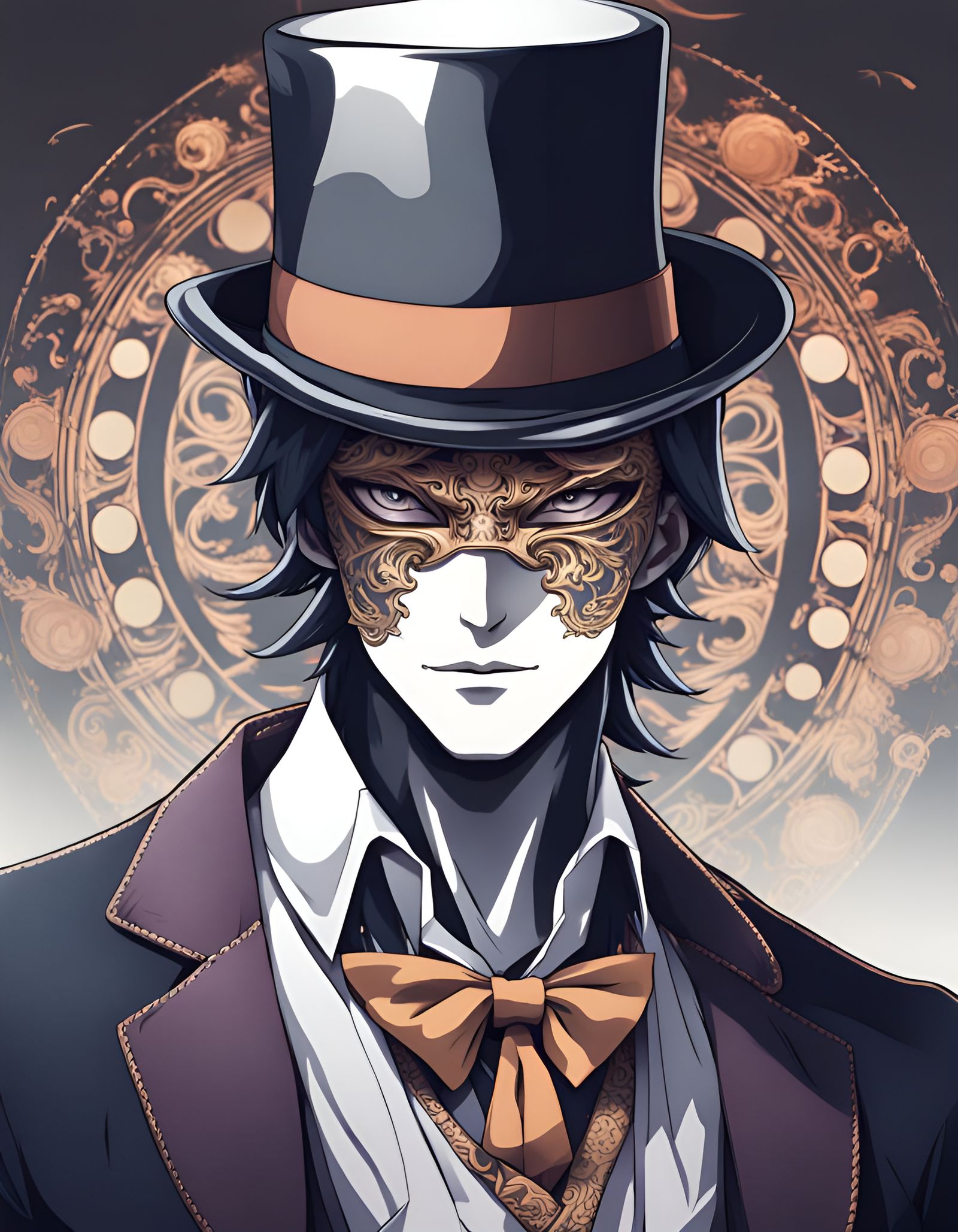 Elegant Masked Man in Anime Manga Style