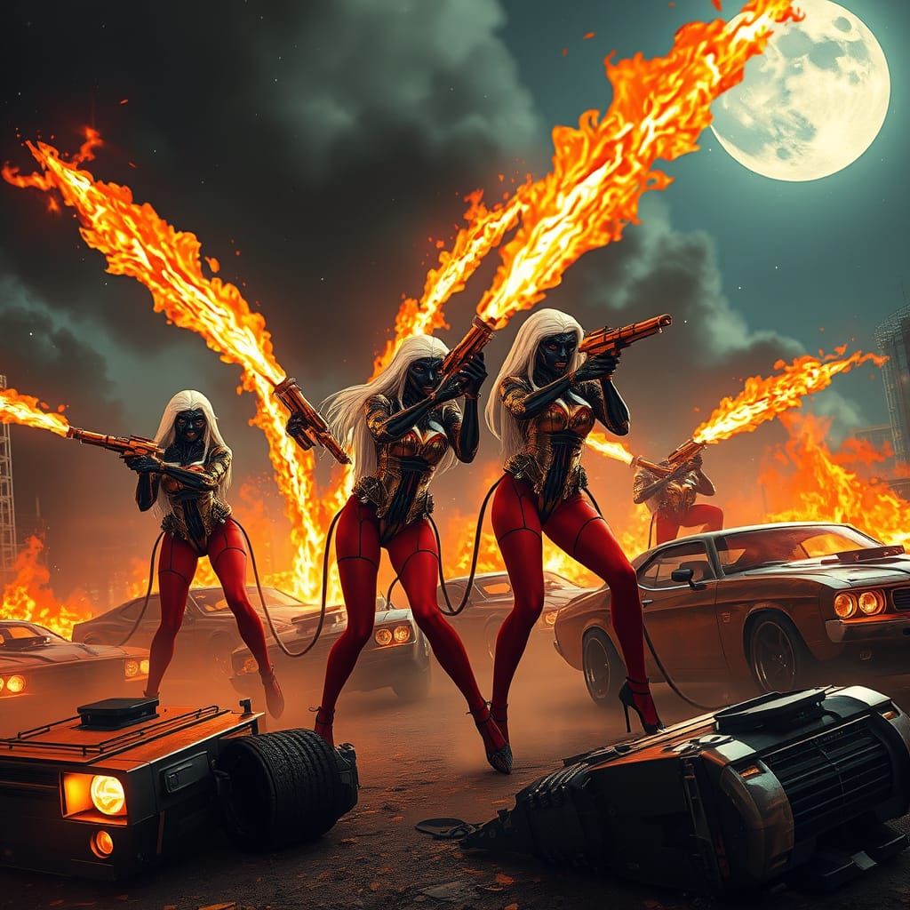 Demonic Spider Hybrids Incinerate City in Industrial Style