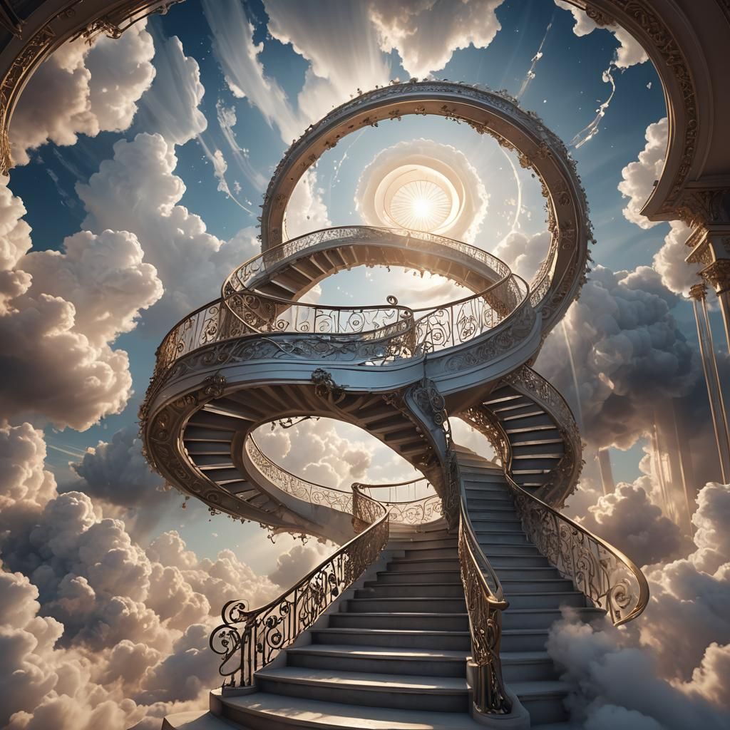 Ethereal Stairs to Heaven in 3D Fantasy Art