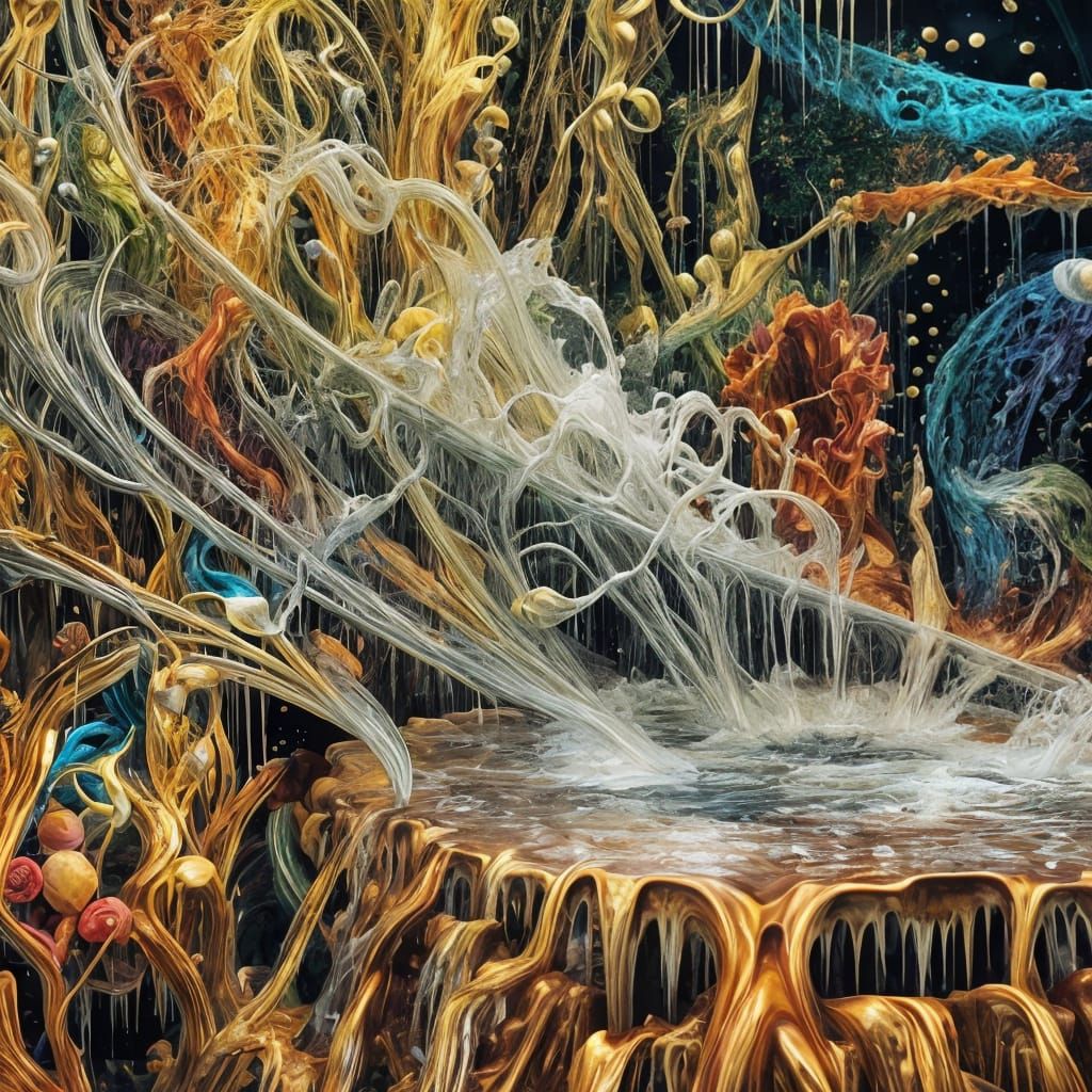 Cascading Flow of Craziness: A Nature-Inspired Digital Art