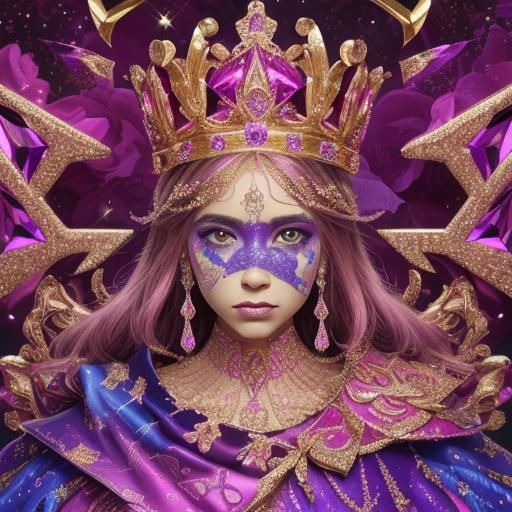 Jeweled Crown and Diamond M in Colorful 3D