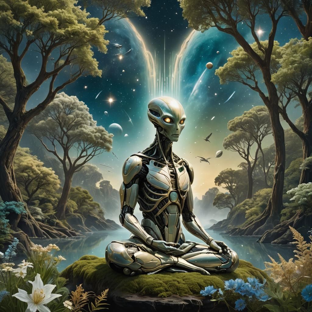 Ethereal Elysium Guardian in Majestic Alien Landscape