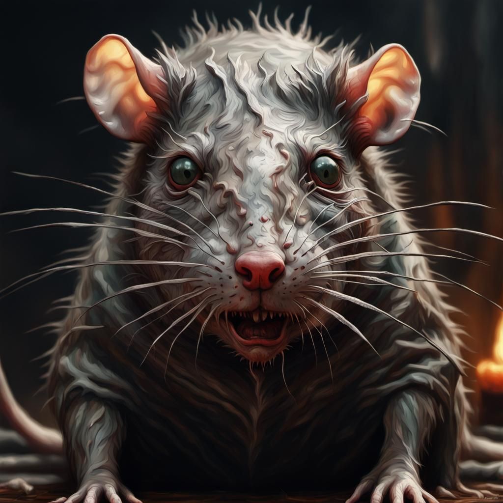 Grotesque Rat Face in Gothic Impressionist Style