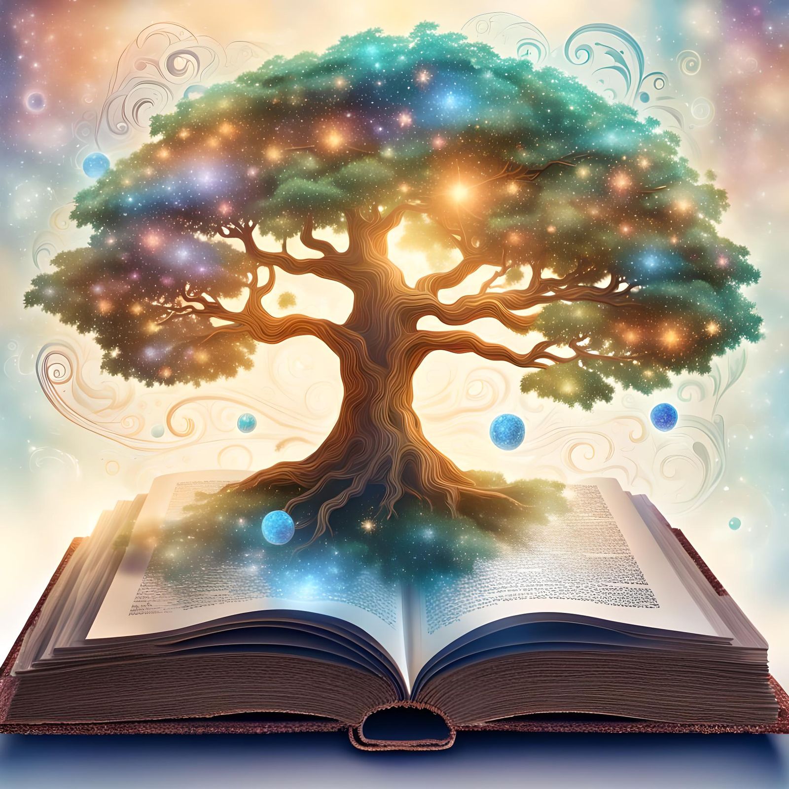 Tree of Wisdom Growing from Open Book