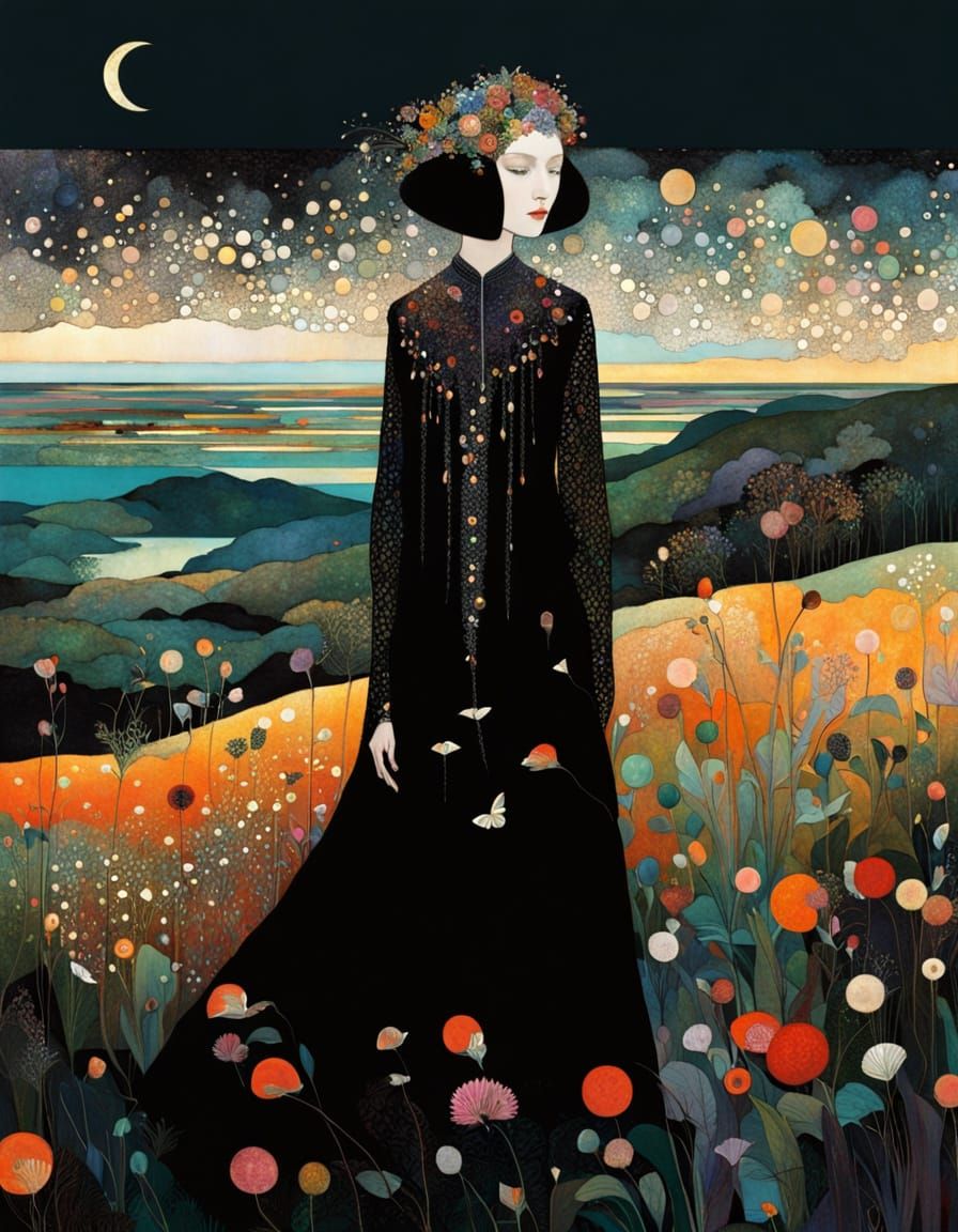 Nature's Moonlight Whispers with Iridescent Filigree