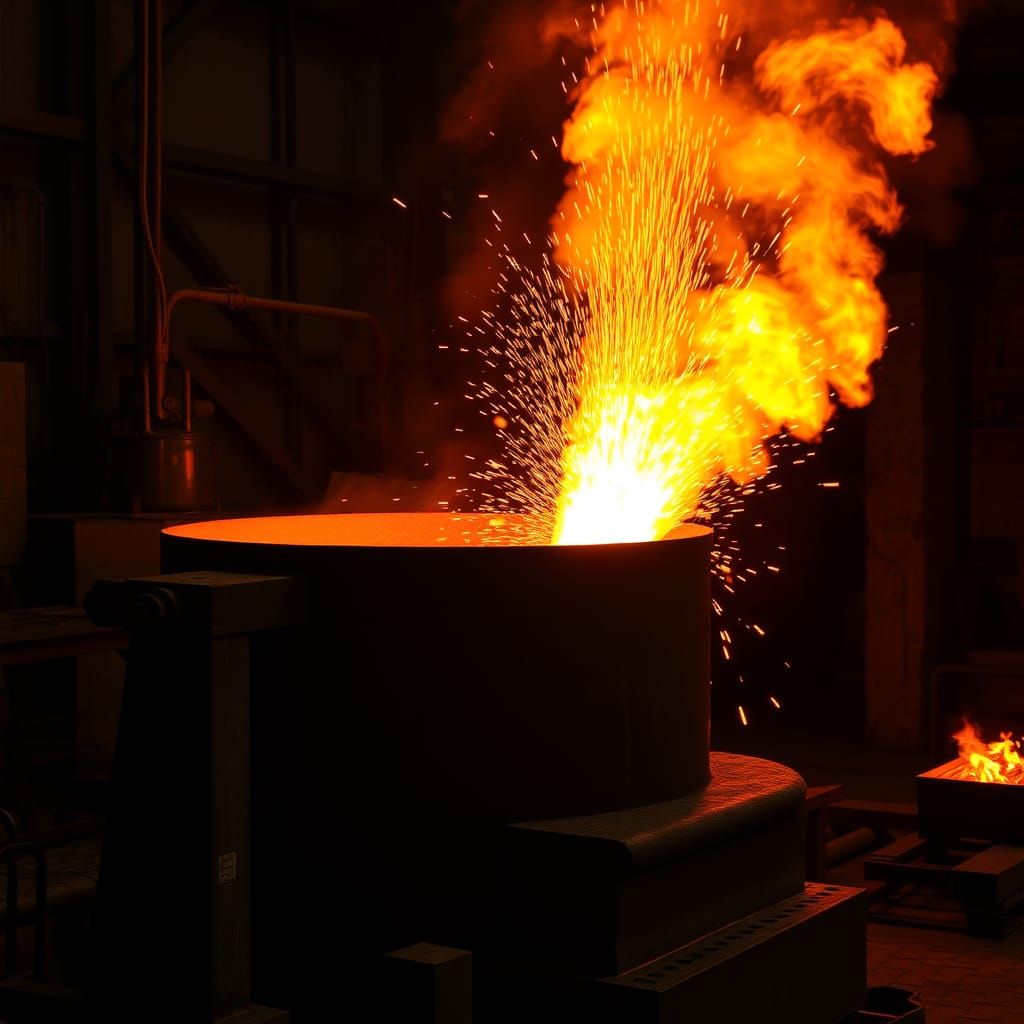 Industrial Iron Casting: Sparks and Flames