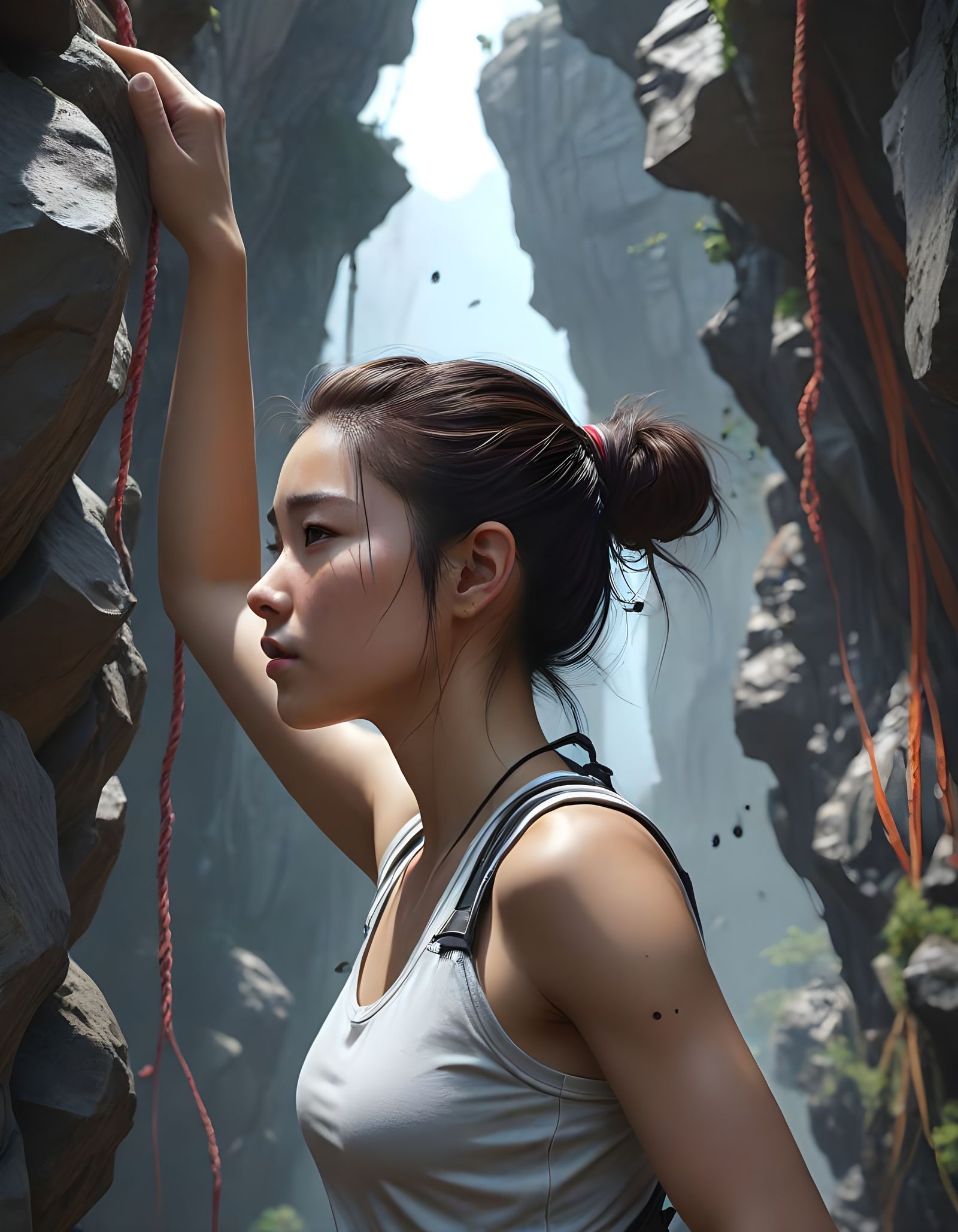 Surreal Korean Climber in Intense Indoor Ascent