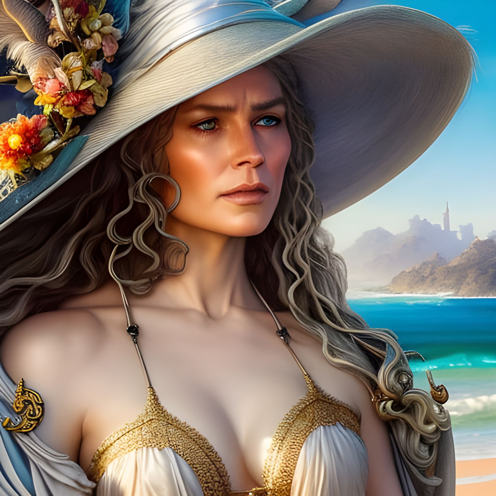 Gandalf Relaxing on the Beach in Rococo Style