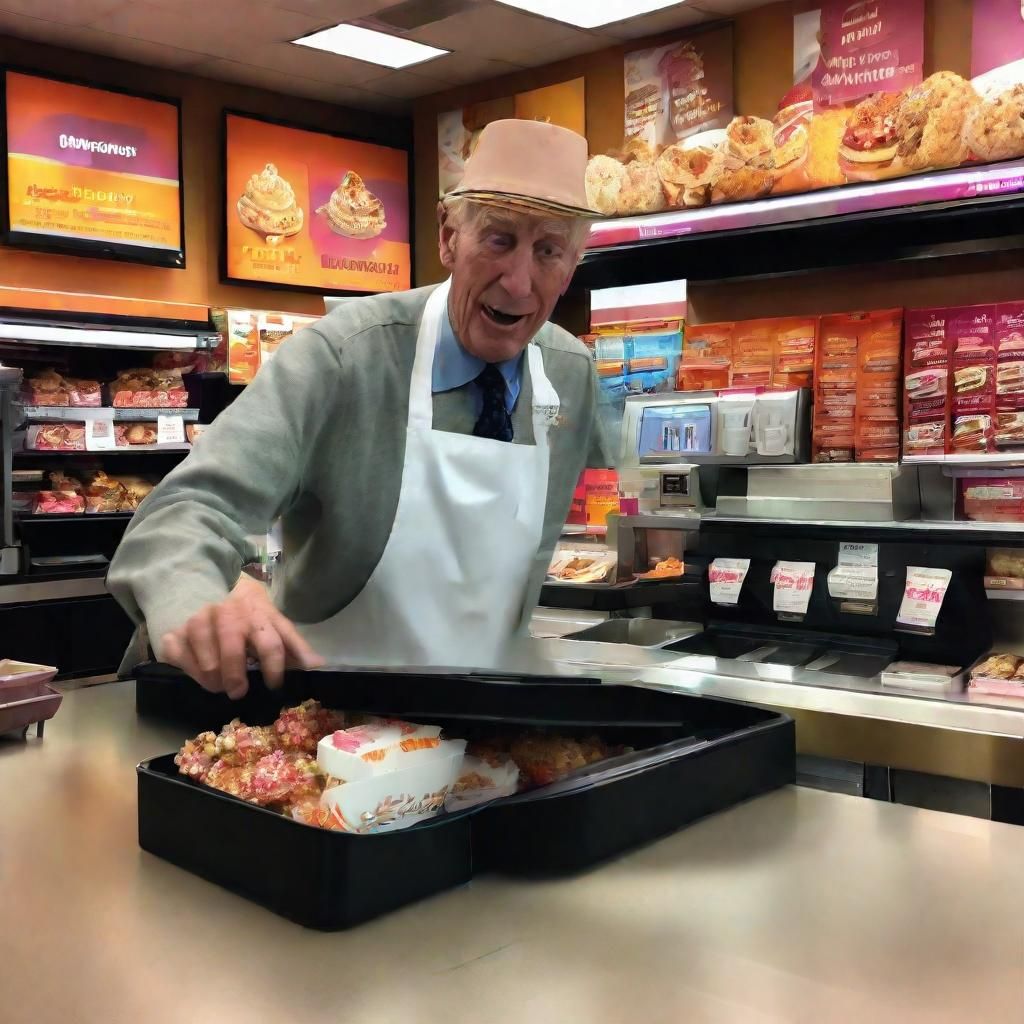 King Charles III at Dunkin Donuts