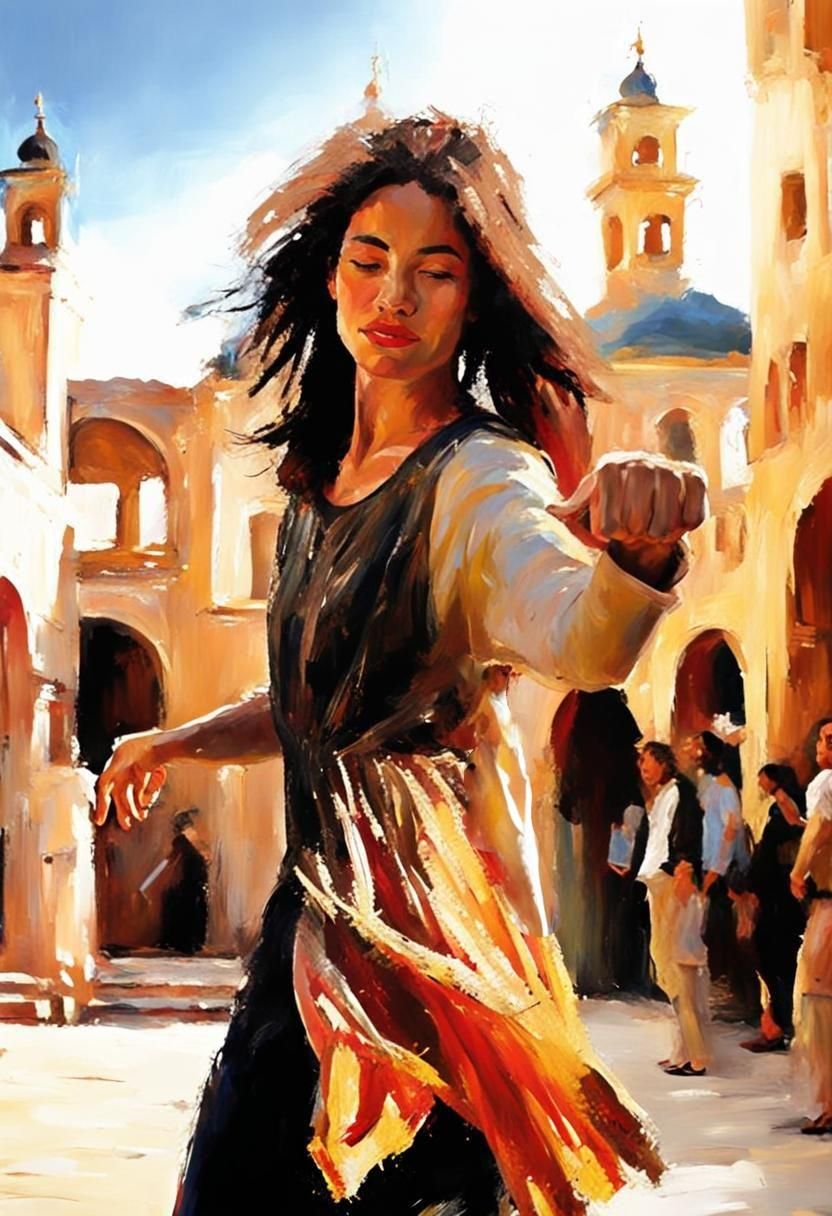 Girl Dancing with Hand Stretched Out