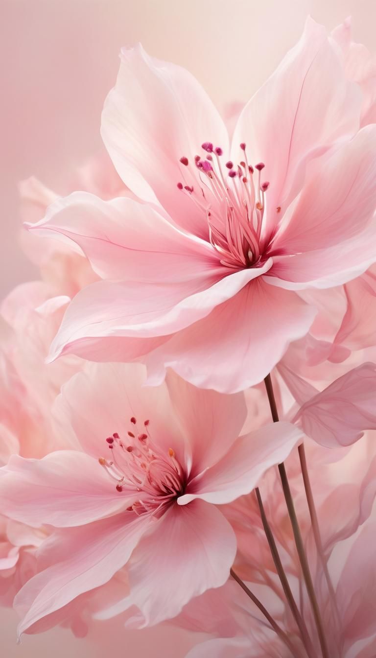 Pink Flowers in Georgia O'Keeffe Style